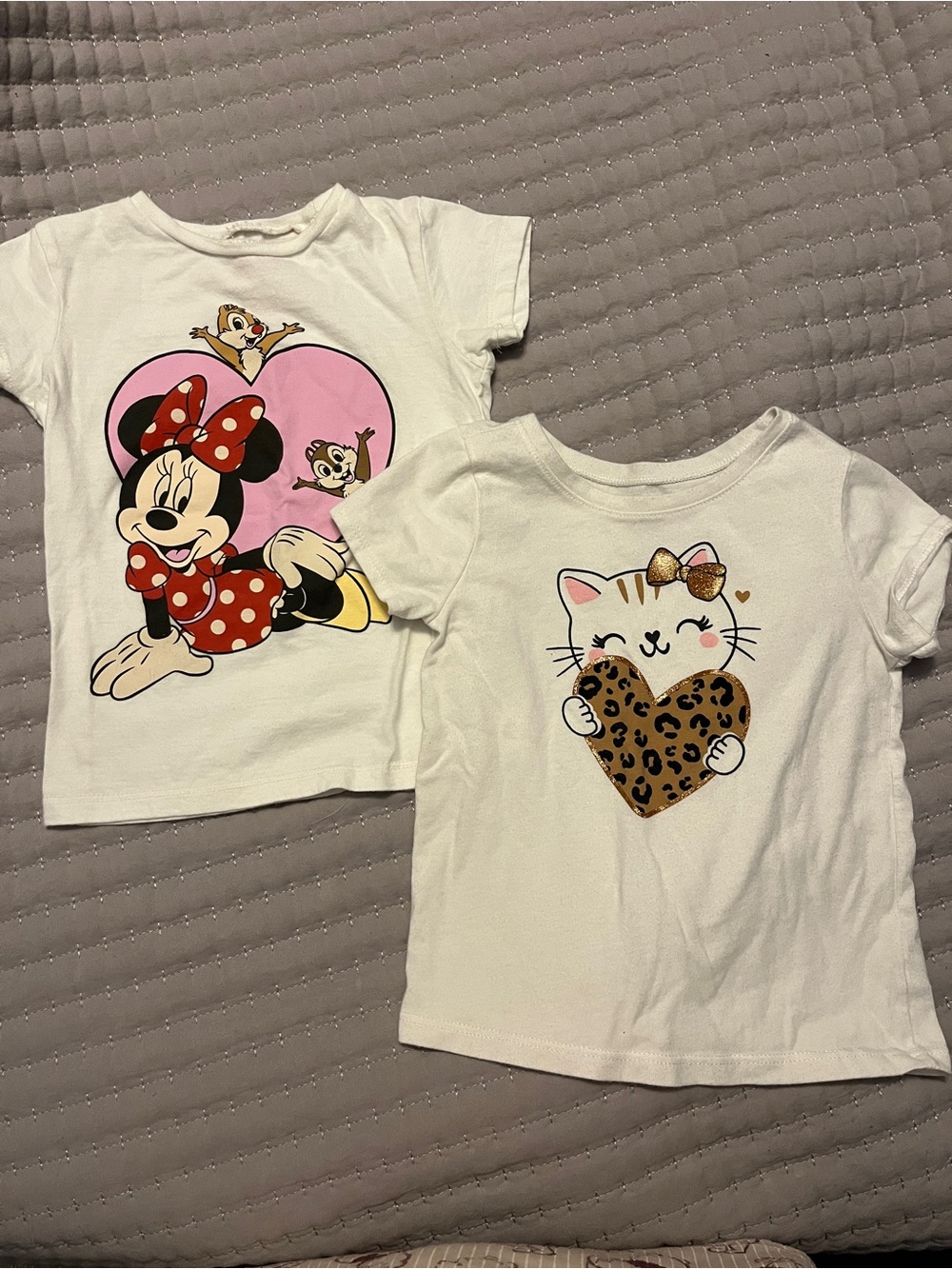 Disney White Short-Sleeve Tee with Minnie & Pink Heart Graphic - 2 shirt bundle